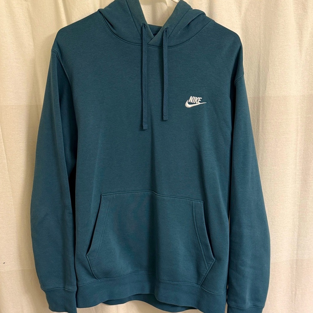 Nike Men's Green Cotton Fleece Hoodie